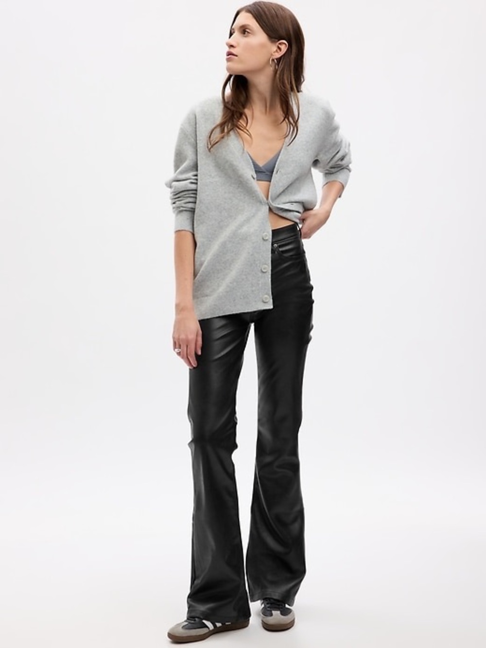 NWT - GAP High Rise Vegan Leather '70s Flare Pants in Black - Size 12 (Short)